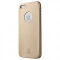 Ультратонкий кожаный чехол накладка для iPhone SE / 5S / 5 Baseus 1mm Thin Case (золотой)